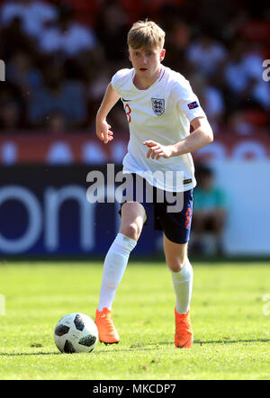 Englands U17 Thomas Doyle während der UEFA-U17-Meisterschaft, Gruppe, ein Gleiches an Banken's Stadion, Walsall. PRESS ASSOCIATION Foto. Bild Datum: Montag, 7. Mai 2018. Siehe PA-Geschichte Fußball England U17. Photo Credit: Mike Egerton/PA-Kabel. Einschränkungen: Nur für den redaktionellen Gebrauch bestimmt. Keine kommerzielle Nutzung. Stockfoto