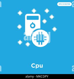 Cpu-Vektor Symbol auf blauem Hintergrund, Zeichen und Symbol isoliert Stock Vektor