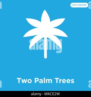 Zwei Palmen vektor Symbol auf blauem Hintergrund, Zeichen und Symbol isoliert Stock Vektor