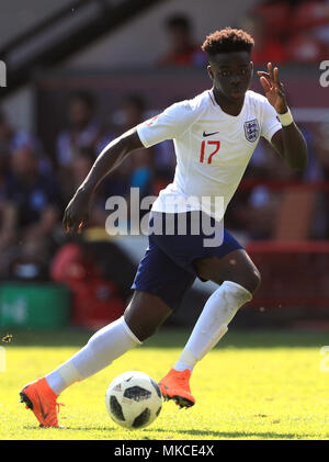 Bukayo Saka aus England der U17 während der UEFA-U17-Europameisterschaft, schgruppe Ein Spiel im Banks's Stadium, Walsall. DRÜCKEN SIE VERBANDSFOTO. Bilddatum: Montag, 7. Mai 2018. Siehe PA Story Soccer England U17. Bildnachweis sollte lauten: Mike Egerton/PA Wire. EINSCHRÄNKUNGEN: Nur für redaktionelle Zwecke. Keine kommerzielle Nutzung. Stockfoto
