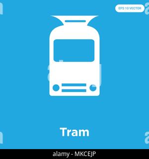 Straßenbahn vektor Symbol auf blauem Hintergrund, Zeichen und Symbol isoliert Stock Vektor