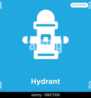 Hydrant vektor Symbol auf blauem Hintergrund, Zeichen und Symbol isoliert Stock Vektor
