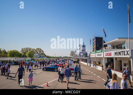 Transatlantische Sonntag an der Breakfast Club, in der Nähe von Goodwood Motor Circuit, Chichester, West Sussex, UK (6. Mai 2018) Stockfoto