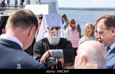 Samara, Russland - 6. Mai 2018: Metropolit von Samara und Togliatti Sergius an der Zeremonie der Eröffnung eines Denkmal des Heiligen Fürsten Wladimir Stockfoto