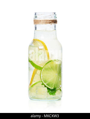 Erfrischende Sommer trinken mit Zitrone, Ingwer, Limette und frischer Minze. Das Konzept der gesunde und diätetische Ernährung. Stockfoto