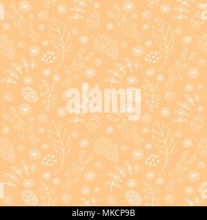 Nahtlose Muster mit niedlichen Kaninchen. Ostern Hintergrund. Stock Vektor