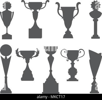 Trophy Symbole auf weißem Hintergrund. Vector Illustration. Award cups Silhouetten. Stock Vektor
