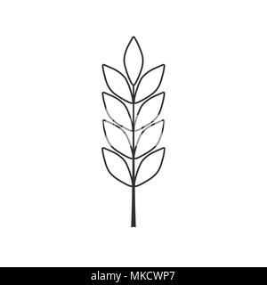 Gerste oder Weizen Symbol in flache schwarze Kontur Design. Stock Vektor