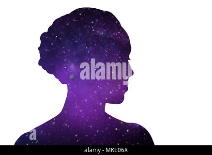 Frau Silhouette von Raum auf weißem Hintergrund Stockfoto