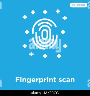Fingerprint vektor Symbol auf blauem Hintergrund, Zeichen und Symbol isoliert Scan Stock Vektor