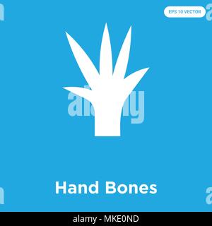 Hand Knochen vektor Symbol auf blauem Hintergrund, Zeichen und Symbol isoliert Stock Vektor