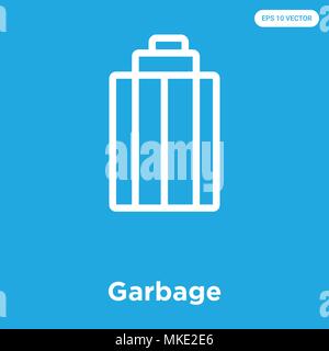 Garbage vektor Symbol auf blauem Hintergrund, Zeichen und Symbol isoliert Stock Vektor