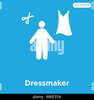 Schneiderin vektor Symbol auf blauem Hintergrund, Zeichen und Symbol isoliert Stock Vektor