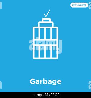 Garbage vektor Symbol auf blauem Hintergrund, Zeichen und Symbol isoliert Stock Vektor