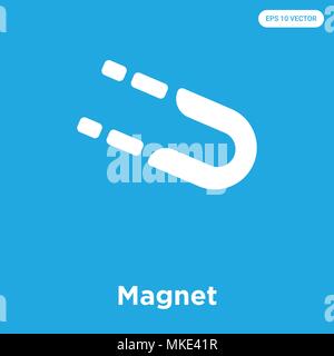 Magnet vektor Symbol auf blauem Hintergrund, Zeichen und Symbol isoliert Stock Vektor