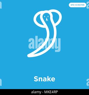 Snake vector Symbol auf blauem Hintergrund, Zeichen und Symbol isoliert Stock Vektor