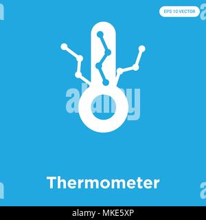 Thermometer vektor Symbol auf blauem Hintergrund, Zeichen und Symbol isoliert Stock Vektor