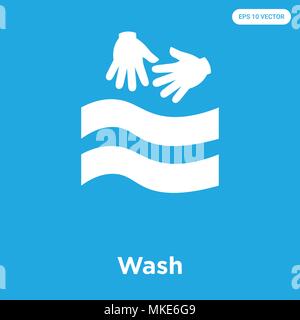 Waschen vektor Symbol auf blauem Hintergrund, Zeichen und Symbol isoliert Stock Vektor