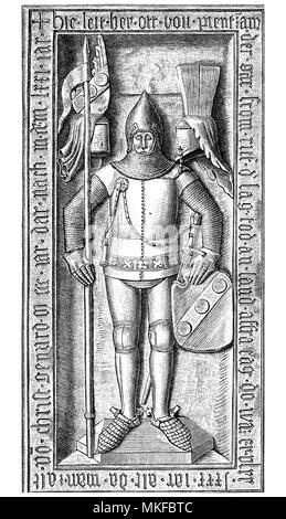 Otto II. von Pienzenau Stein Skulptur auf dem Grab Ritter in der ebersberg Pfarrkirche, Deutschland, Jahr 1371 Stockfoto