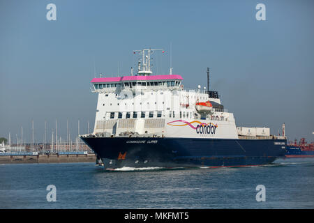 Cross Channel Autofähre Commodore 434 der Condor Firma Portsmouth verlassen. Stockfoto