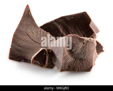 Schokolade Stücke auf einem weißen Hintergrund. Stockfoto