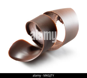 Schokoraspeln auf einem weißen Hintergrund. Stockfoto