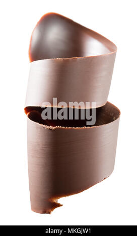 Schokoraspeln auf einem weißen Hintergrund. Stockfoto