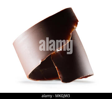 Schokoraspeln auf einem weißen Hintergrund. Stockfoto