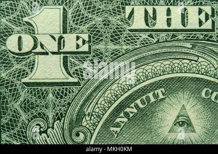 Auge und ein und die von einer US-Banknote. Stockfoto