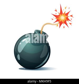 Cartoon Bombe, Sicherung, Wick, funken Symbol. Stock Vektor