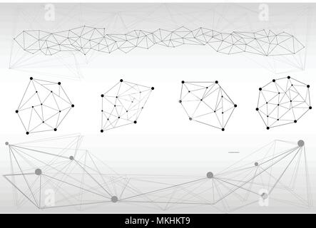 Anschlussleitungen mit Punkten oder Verbindung Struktur auf grauem Hintergrund Vector Illustration Stock Vektor