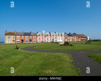 Seaton Sluice, Northumberland - Mann - Hafen und Küste Landschaft vom 17. Jahrhundert Werke von Sir Ralph Delaval, Transport von Kohle zu ermöglichen, s Stockfoto