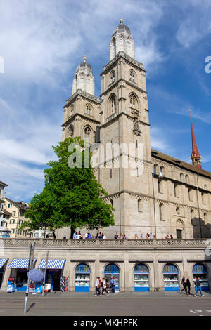 Kathedrale Grossmünster in Zürich, Schweiz, Europa Stockfoto