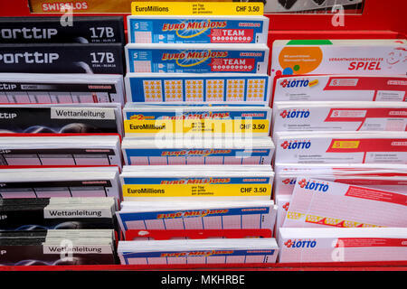 Euro Millions und andere Lotterie in der Schweiz Stockfoto