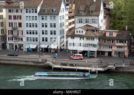 Erhöhten Blick auf die Skyline von Zürich der Lindenhof Hill, Zürich, Schweiz, Europa Stockfoto