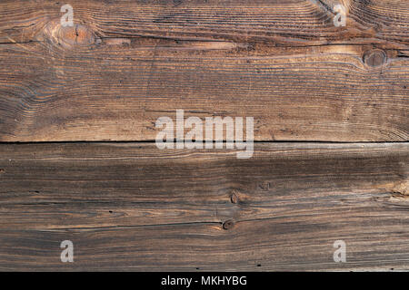 Altes holz Struktur, Holz Muster, Plank, Board. 200 Jahre alte hölzerne Wand. Scharfe, gut sichtbares Wachstum Ringe, parallele Linien und Kurven. Stockfoto