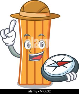 Explorer Luftmatratze Maskottchen Karikatur Stock Vektor