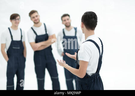 Fröhliches Team der Verantwortlichen Urheber und ihre lächelnden Führer. Stockfoto