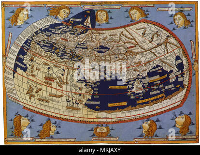 Alte Karte der Welt ptolemäischen Welt, 1482 Stockfoto