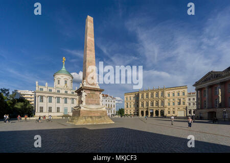 Palais Barberini zu Obelisk, dem Alten Rathaus und dem Alten Markt, Potsdam, Obelisk, Altes Rathaus und Palais Barberini mit dem Alten Markt Stockfoto