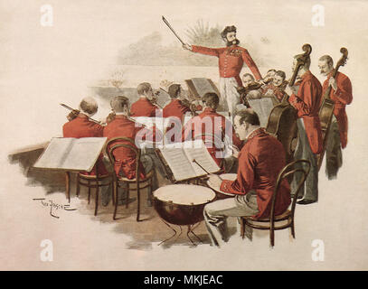 Dirigent und Orchester Stockfoto