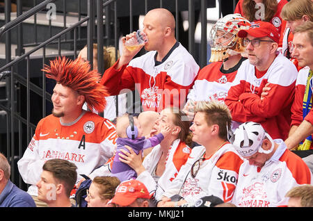 Herning, Dänemark 07. Mai 2018. IIHF Eishockey WM 2018, Herning, Mai 07, 2018 dänische Fans KANADA - DÄNEMARK 7-1 Eishockey WM 2018 DEB, in Herning, Dänemark 07. Mai 2018 © Peter Schatz/Alamy leben Nachrichten Stockfoto
