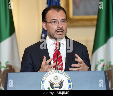 Washington, DC, USA. 7. Mai, 2018. Mexikanischen Außenminister Luis VIDEGARAY im State Department in Washington, DC am 7. Mai 2018 Credit: Michael Brochstein/ZUMA Draht/Alamy leben Nachrichten Stockfoto