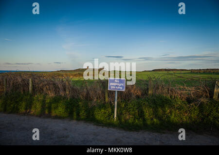 Keine Parkplätze, Northumberland, Großbritannien. Stockfoto