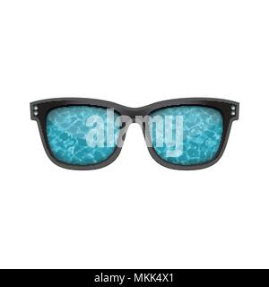 Sommer Sonnenbrille mit gewellter Pool Reflexion Stock Vektor
