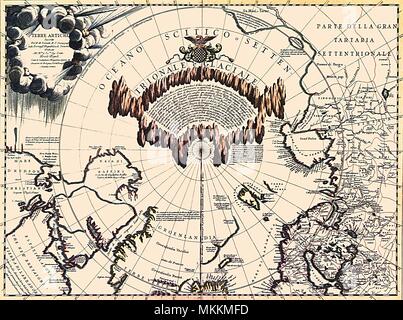 Karte der Nordpol 1690 Stockfoto