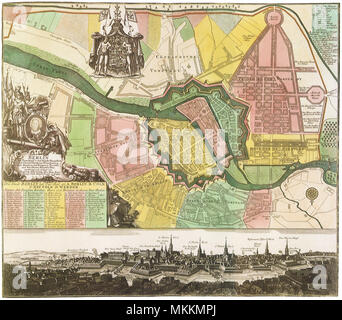 Karte von Berlin City. 1740 Stockfoto