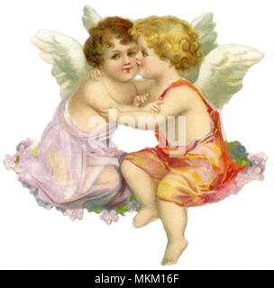 Zwei Engelchen umarmen Stockfoto