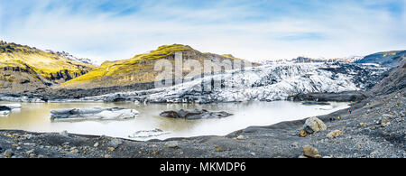 Panoramablick auf die Landschaft in Island Gletscher Stockfoto