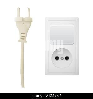Elektrische Adapter mit zwei Steckdosen und Schalter Stock Vektor